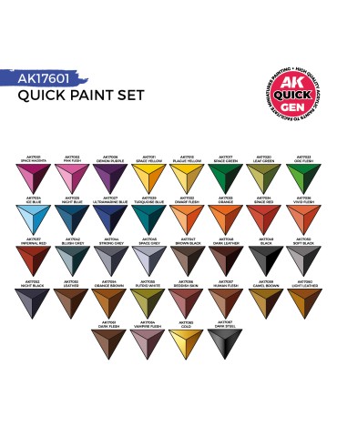 Quick Paint Set – 36 Quick Gen Colors + 2 Pinceles