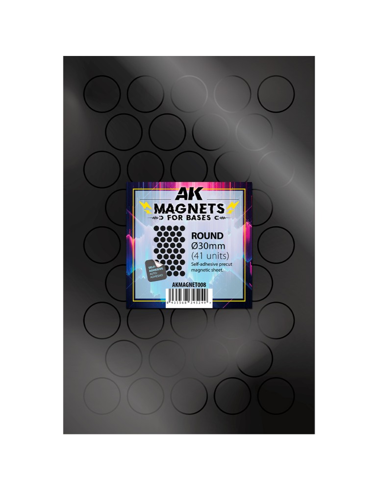 Pack de 41 imanes redondos autoadhesivos de Ø30 mm